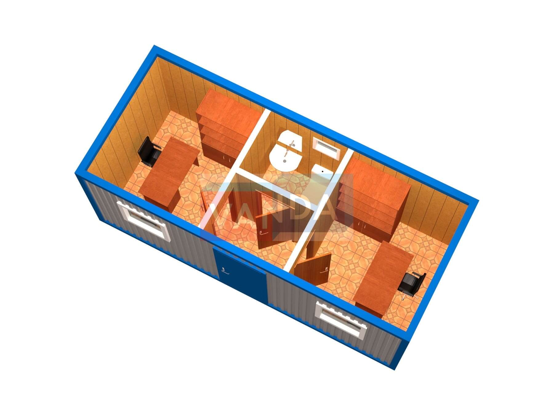 Блок-контейнер офисный с МДФ отделкой №10 (вариант 2)